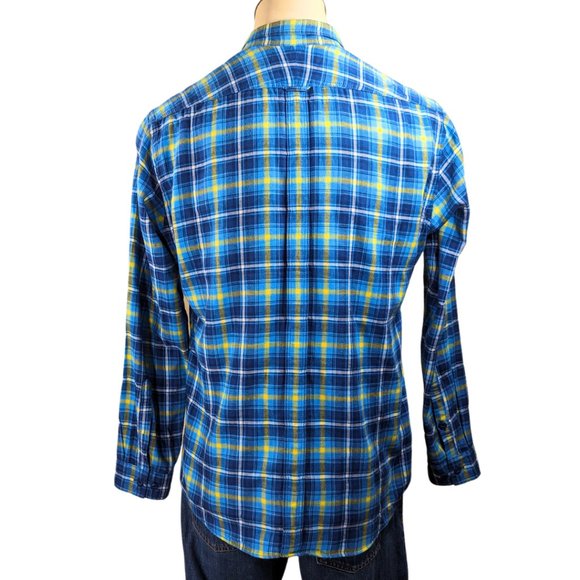 Burberry Black Label Men's 3 (Large) Long Sleeve Blue Plaid Flannel Shirt - Picture 4 of 14